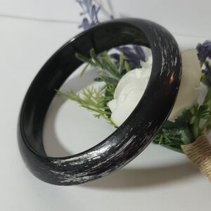 Vintage Black & Swirl Brush Stroke Wooden Bangle Bracelet